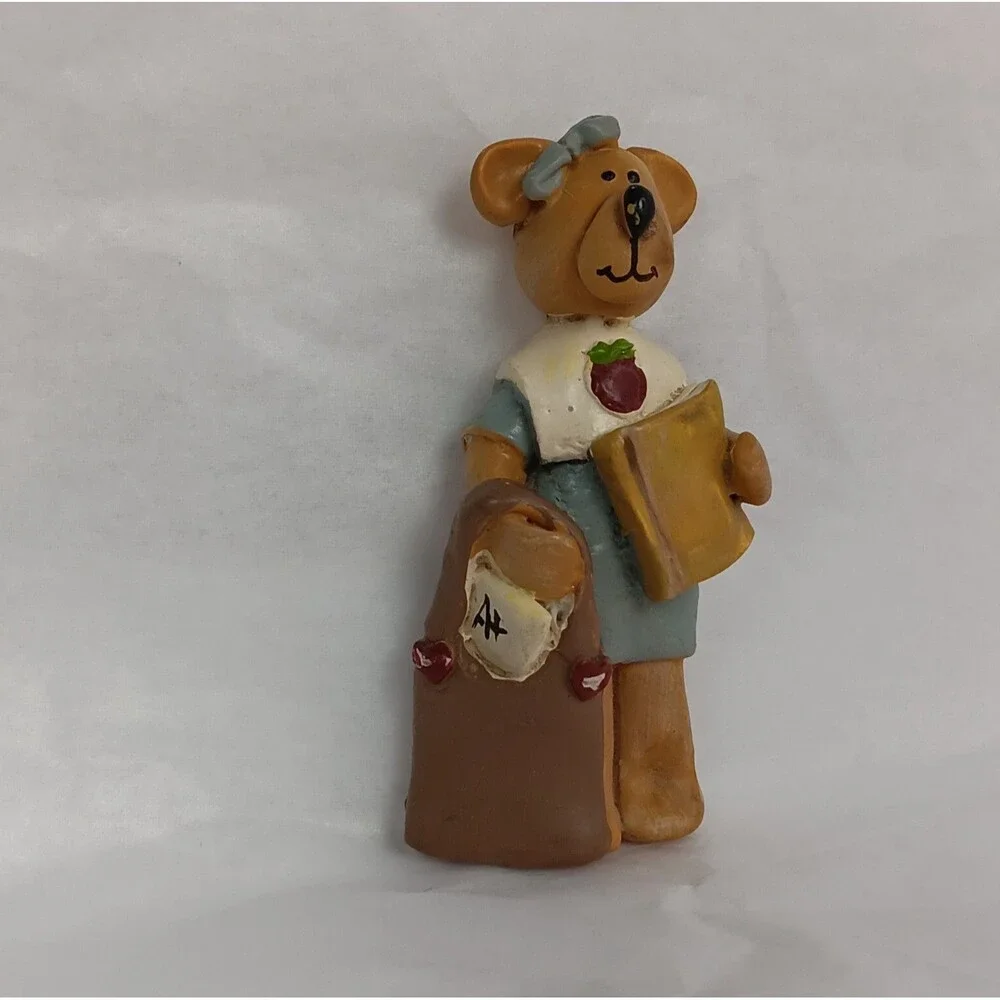 Hand Made Collectible Resin Teddy Bear Dimensional  Brooch Lot Of 3 Vintage 80s